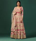 Beige embroidered anarkali with dupatta