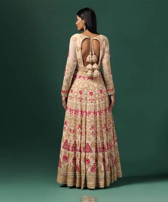 Beige embroidered anarkali with dupatta 2