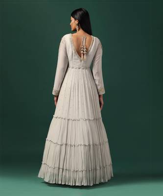 Grey anarkali gown with dupatta 2