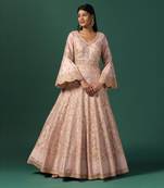 Peach georgette anarkali gown