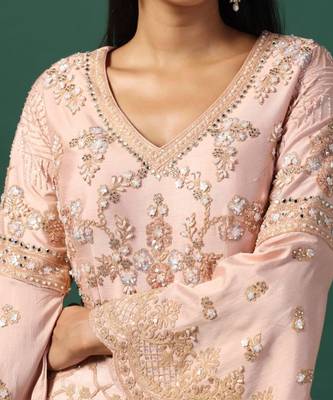 Peach georgette anarkali gown 2