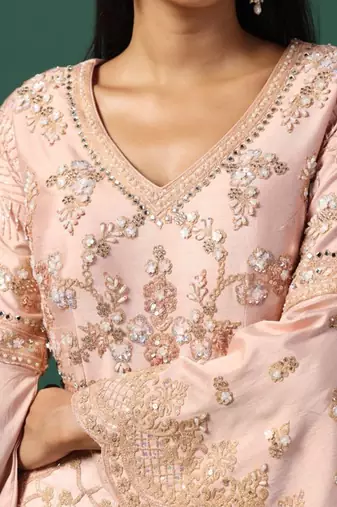 Peach georgette anarkali gown