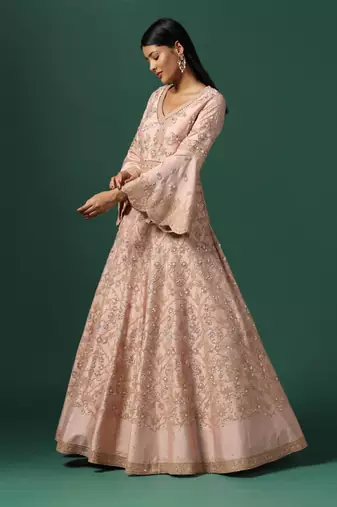 Peach georgette anarkali gown