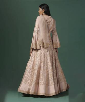 Peach georgette anarkali gown 4