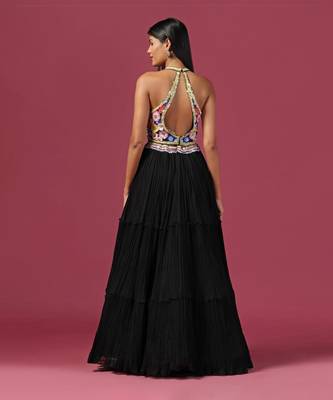 Black Embroidered Lehenga Set 2