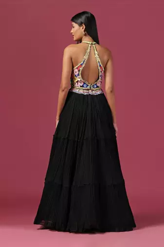 Black Embroidered Lehenga Set