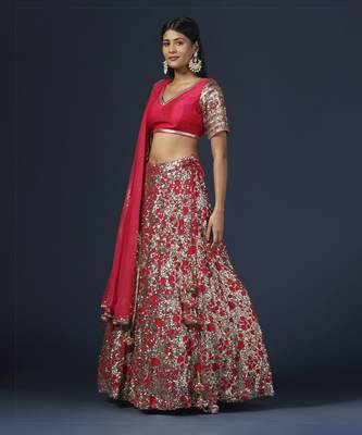 Rani Pink Embellished Lehenga Set 1
