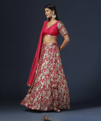 Rani Pink Embellished Lehenga Set 3