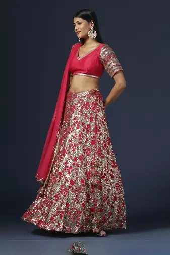 Rani Pink Embellished Lehenga Set