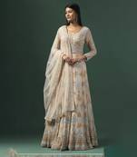Beige embroidered anarkali gown with dupatta