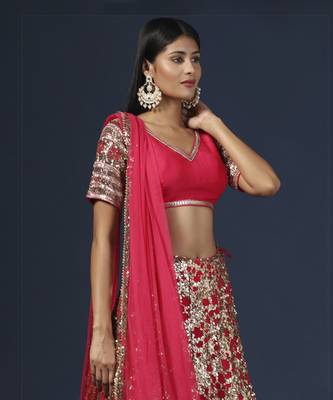 Rani Pink Embellished Lehenga Set 4