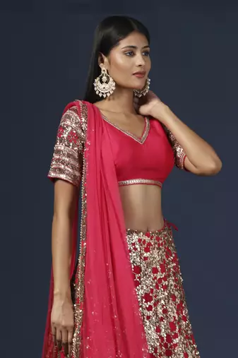 Rani Pink Embellished Lehenga Set