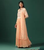 Peach embroidered anarkali gown