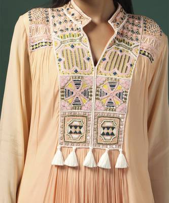 Peach embroidered anarkali gown 3