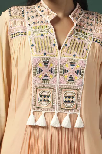 Peach embroidered anarkali gown