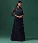 Navy blue embroidered gown