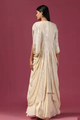 Ivory georgette cape set