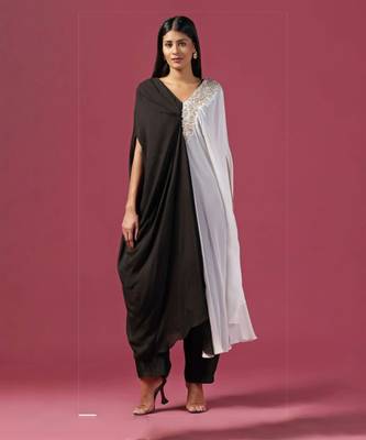 Black and white kaftan set with pants 1