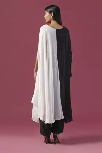 Black and white kaftan set with pants