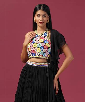 Black Embroidered Lehenga Set 5
