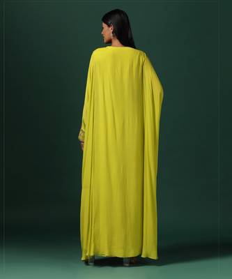 Green kaftan set with pants 2