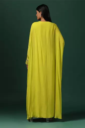 Green kaftan set with pants