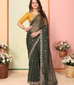 Green georgette saree for festivals