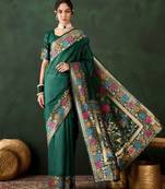 Green art silk saree for women