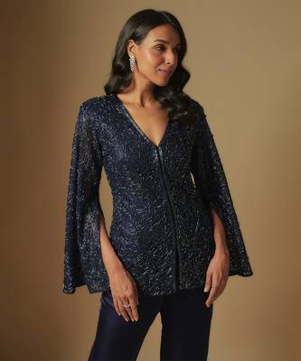 Hollis hand embroidered cape style short kurti with sharara 2