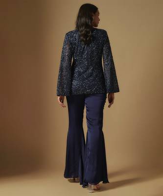 Hollis hand embroidered cape style short kurti with sharara 4