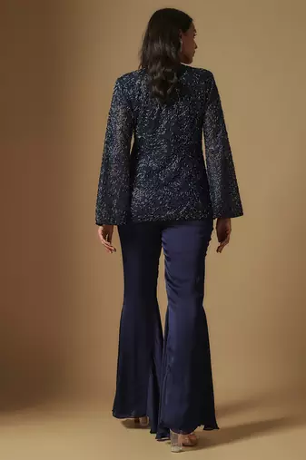 Hollis hand embroidered cape style short kurti with sharara
