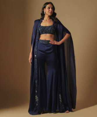 Ibex hand embroidered blouse paired with sharara and embroidered cape 1