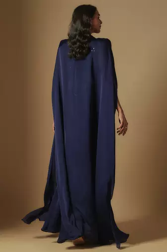 Ibex hand embroidered blouse paired with sharara and embroidered cape