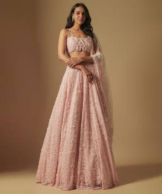 Eke Full Embroidered lehenga paired with blouse and dupatta 1