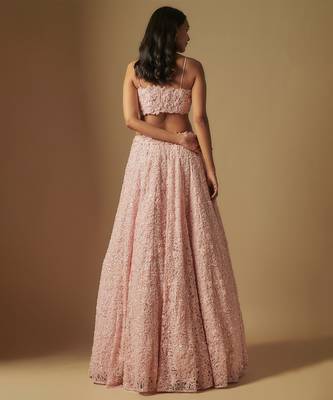 Eke Full Embroidered lehenga paired with blouse and dupatta 4