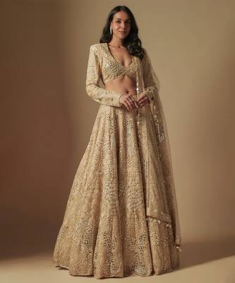 Bronx Full Embroidered lehenga paired with blouse and dupatta 1