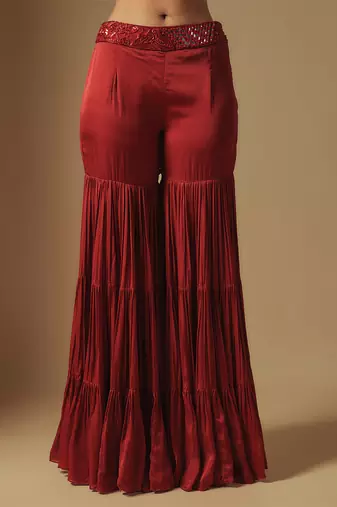 Pepper hand emb blouse and long cape paired with sharara