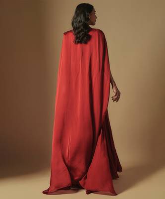 Pepper hand emb blouse and long cape paired with sharara 4