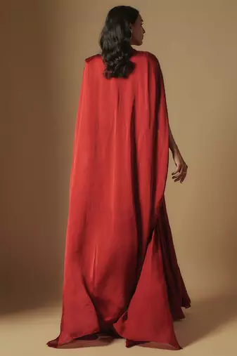 Pepper hand emb blouse and long cape paired with sharara