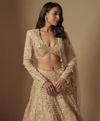 Bronx Full Embroidered lehenga paired with blouse and dupatta 2