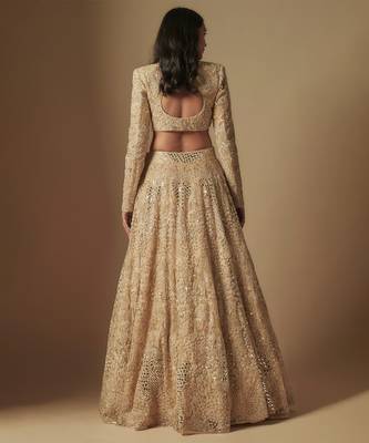 Bronx Full Embroidered lehenga paired with blouse and dupatta 4