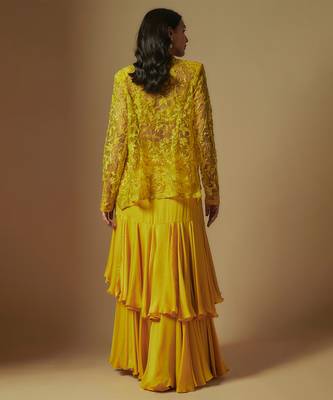 Umble hand emb blouse and jacket paired with drape skirt 4