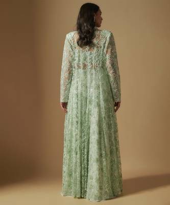 Avreal mirror work blouse paired with embroidered jacket and sharara 4