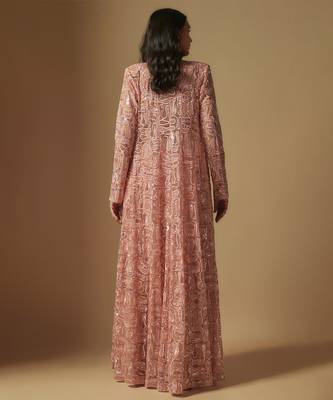 Dyon full embroidered jacket paired with blouse and drape 4