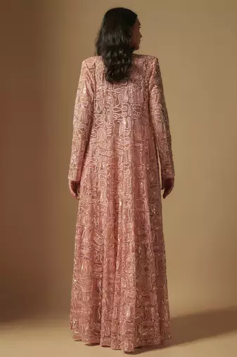 Dyon full embroidered jacket paired with blouse and drape