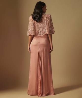 Scena hand embroidered blouse paired with cape and drape 4