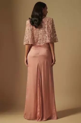 Scena hand embroidered blouse paired with cape and drape