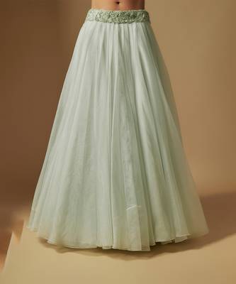 Dex hand embroidered blouse paired with long jacket and skirt 3