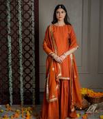 Saanjh sharara set with embroidered dupatta (set of 3)