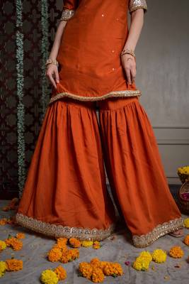 Saanjh sharara set with embroidered dupatta (set of 3) 5